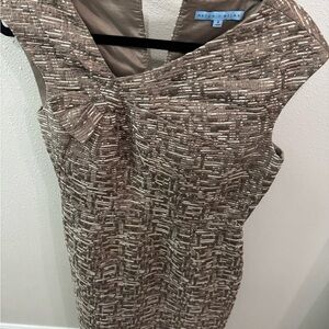 ANTONIO MELANI Taupe Textured Midi Sheath Dress